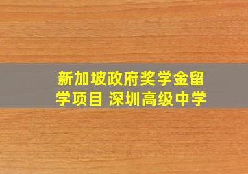 新加坡政府奖学金留学项目 深圳高级中学